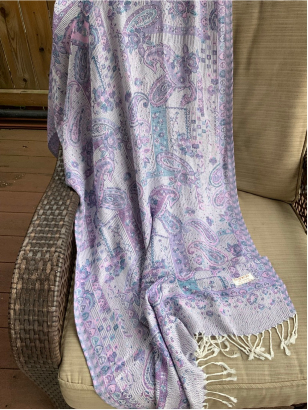 Pashmina Scarf Paisley Purple Blue One Size